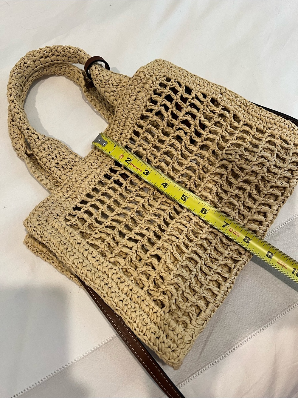 H&M Natural Straw Crossbody Bag with Brown Leather Accents - Picture 7 of 8